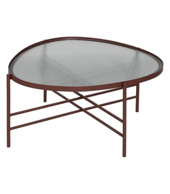 MESA DE CENTRO METAL MARRON CRISTAL MDMHOGAR