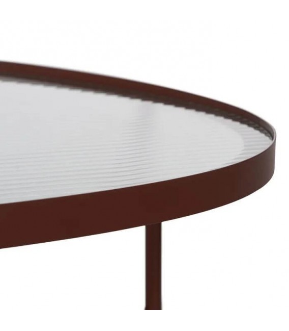 MESA DE CENTRO METAL MARRON CRISTAL MDMHOGAR