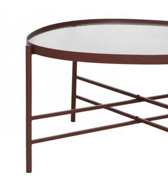 MESA DE CENTRO METAL MARRON CRISTAL MDMHOGAR