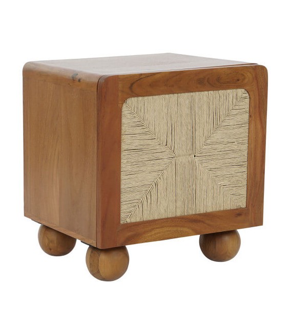 MESITA DE NOCHE MADERA ACACIA RATAN MDMHOGAR