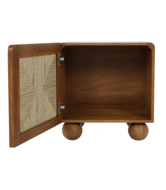 MESITA DE NOCHE MADERA ACACIA RATAN MDMHOGAR