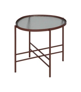 MESA DE CENTRO METAL MARRON CRISTAL MDMHOGAR
