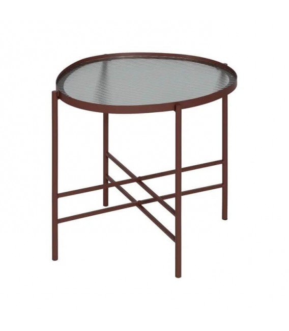 MESA DE CENTRO METAL MARRON CRISTAL MDMHOGAR