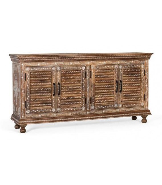 APARADOR 4 PUERTAS MADERA NATURAL PINTADA A MANO MDMHOGAR