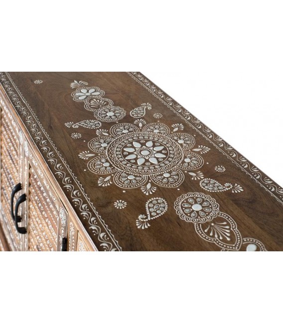 APARADOR 4 PUERTAS MADERA NATURAL PINTADA A MANO MDMHOGAR