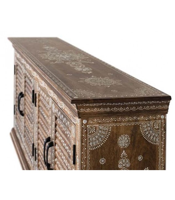 APARADOR 4 PUERTAS MADERA NATURAL PINTADA A MANO MDMHOGAR