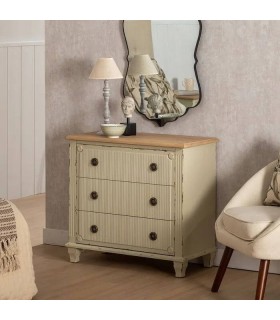 COMODA MADERA DE ABETO COLOR CREMA MDMHOGAR