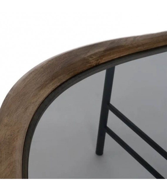 MESA DE CENTRO MADERA DE CAUCHO HIERRO Y CRISTAL MDMHOGAR