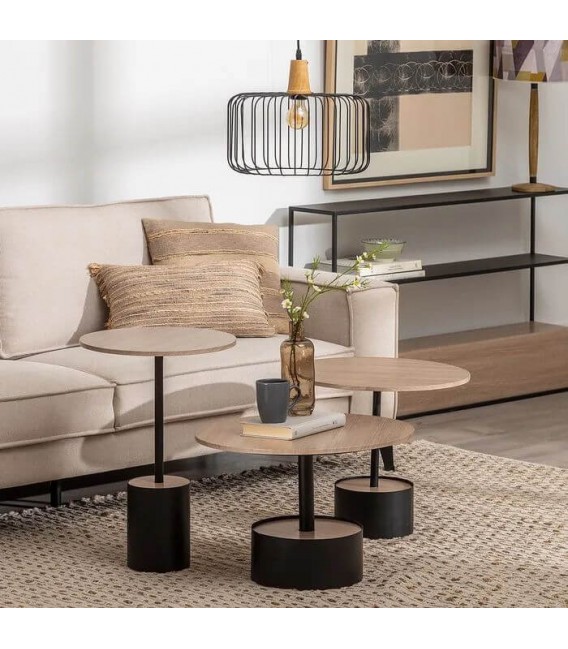 MESA DE CENTRO MADERA DM Y HIERRO MDMHOGAR