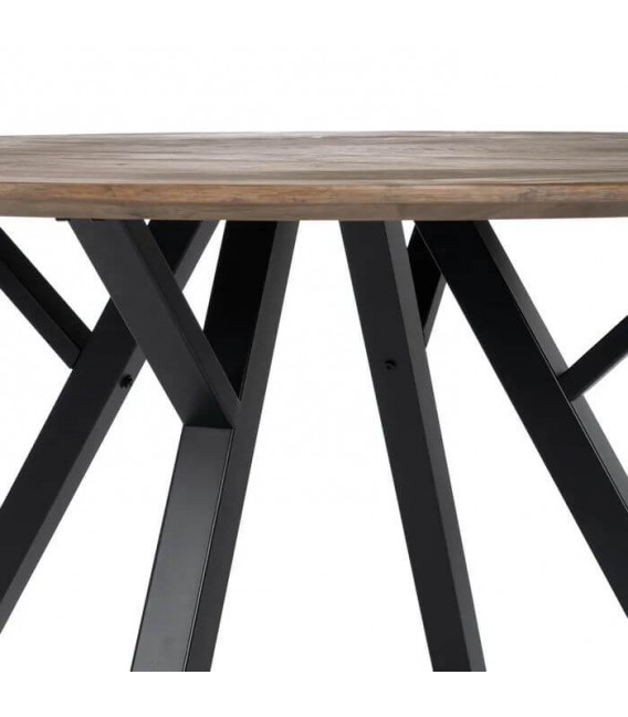 MESA DE COMEDOR METAL NEGRO MADERA DM MDMHOGAR