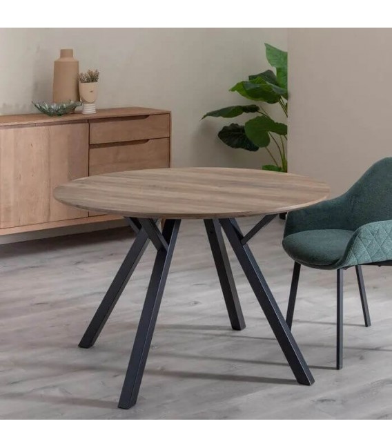 MESA DE COMEDOR METAL NEGRO MADERA DM MDMHOGAR