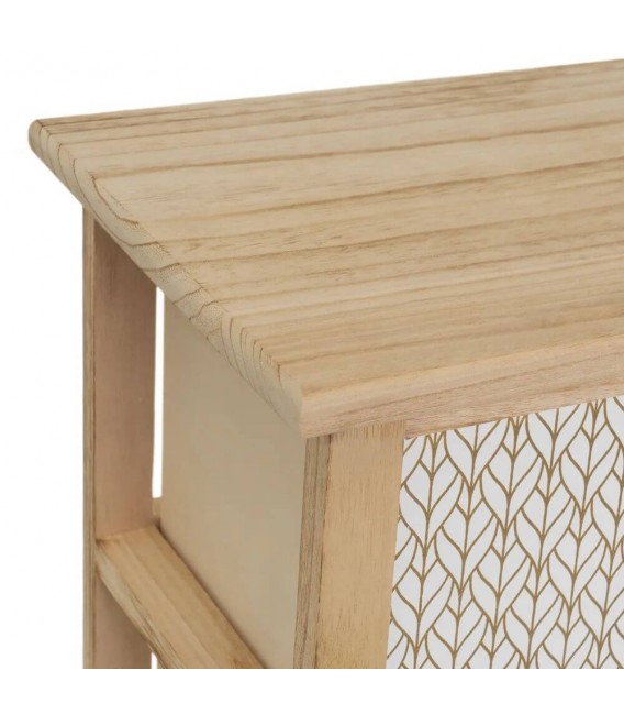 CAJONERA AUXILIAR MADERA NATURAL BLANCO Y DORADO