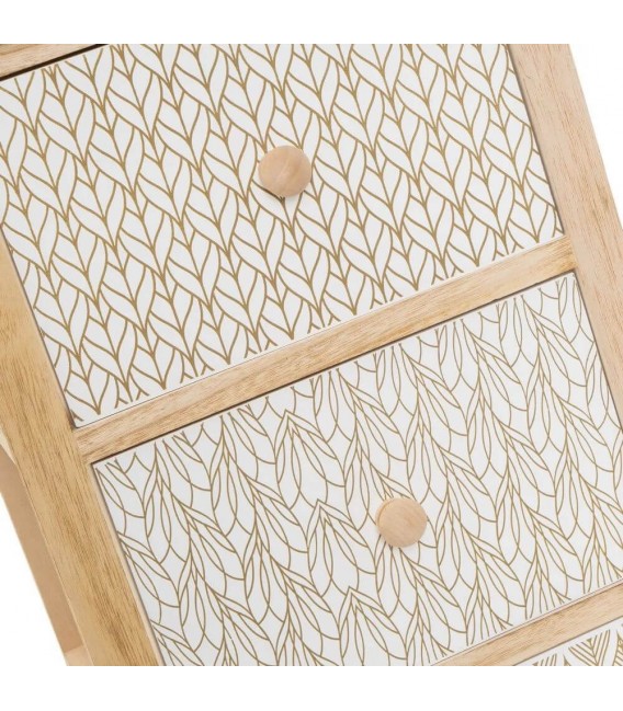 CAJONERA AUXILIAR MADERA NATURAL BLANCO Y DORADO