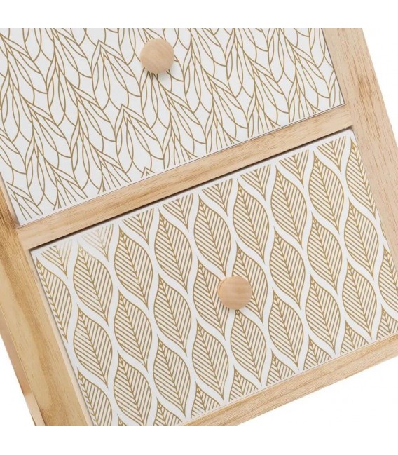 CAJONERA AUXILIAR MADERA NATURAL BLANCO Y DORADO