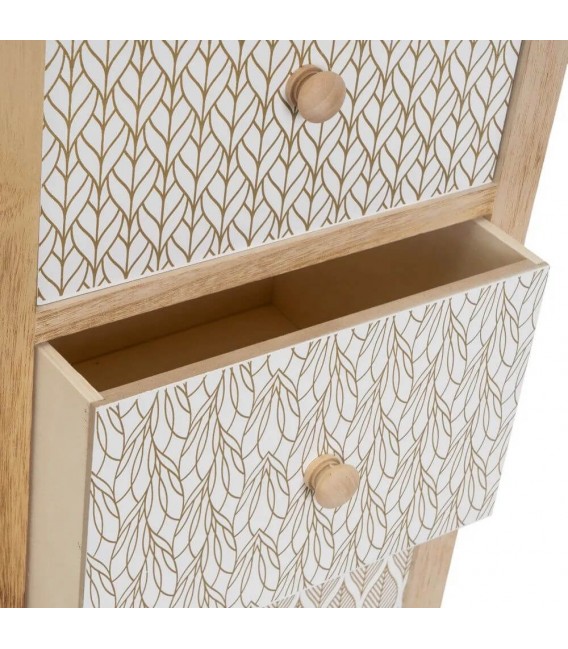 CAJONERA AUXILIAR MADERA NATURAL BLANCO Y DORADO