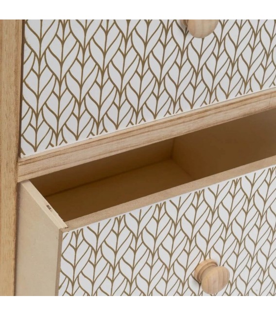 CAJONERA AUXILIAR 34 CAJONES PEQUEÑA MADERA NATURAL Y BLANCO