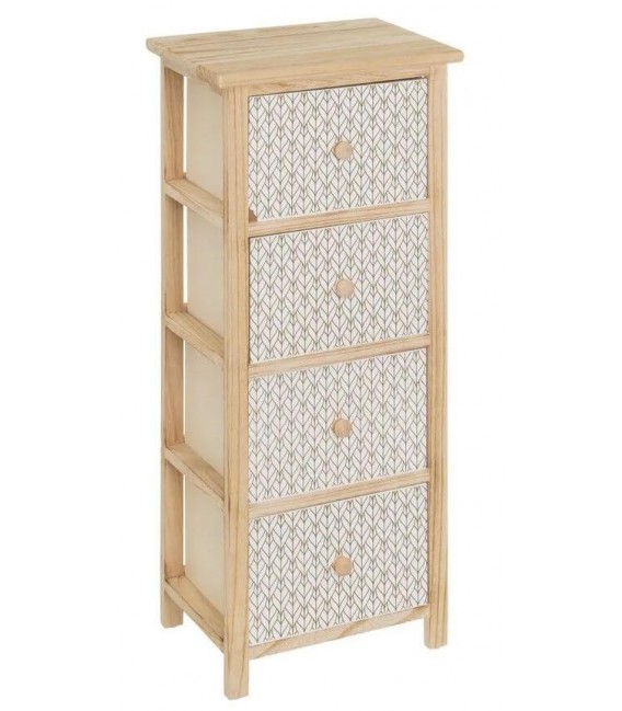 CAJONERA AUXILIAR 34 CAJONES PEQUEÑA MADERA NATURAL Y BLANCO