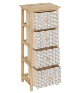 CAJONERA AUXILIAR 34 CAJONES PEQUEÑA MADERA NATURAL Y BLANCO