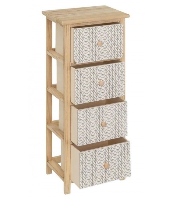 CAJONERA AUXILIAR 34 CAJONES PEQUEÑA MADERA NATURAL Y BLANCO