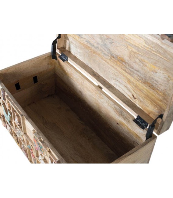 BAUL ORIGINAL MADERA NATURAL TALLADA ARTESANALMENTE PINTADA A MANO