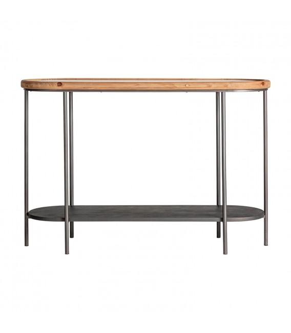 CONSOLA METAL NEGRO MADERA DE ABETO Y CRISTAL MDMHOGAR