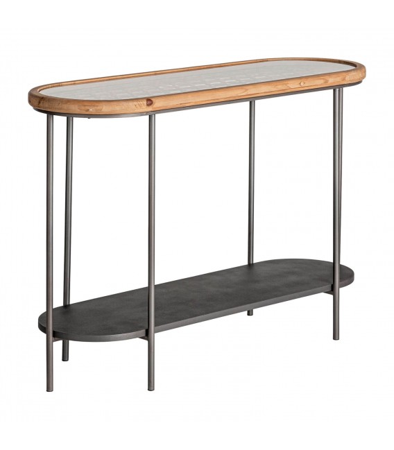 CONSOLA METAL NEGRO MADERA DE ABETO Y CRISTAL MDMHOGAR