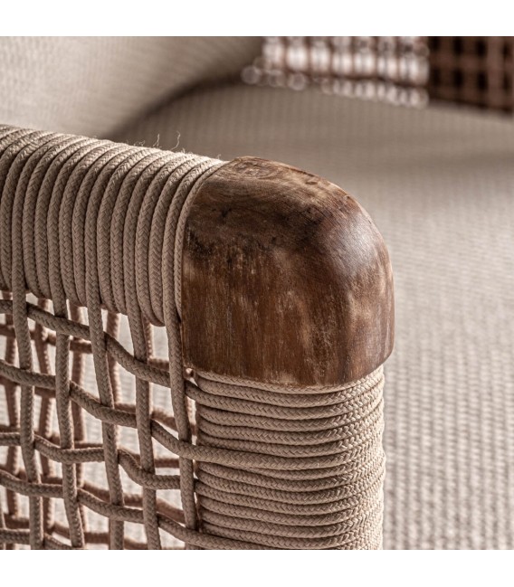 SOFA EXTERIOR 3 PLAZAS TRENA MADERA TECA TEXTIL BLANCO