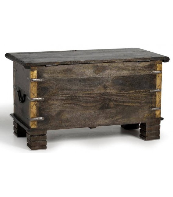 BAUL PEQUEÑO MADERA TEÑIDA NOGAL APLICAIONES EN BRONCE MDMHOGAR