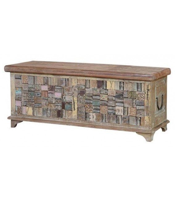 BAUL ORIGINAL MADERA MANGO RECICLADA COLLAGE COLORES MDMHOGAR