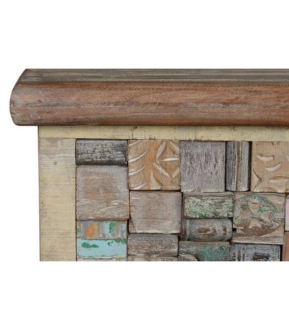 BAUL ORIGINAL MADERA MANGO RECICLADA COLLAGE COLORES MDMHOGAR