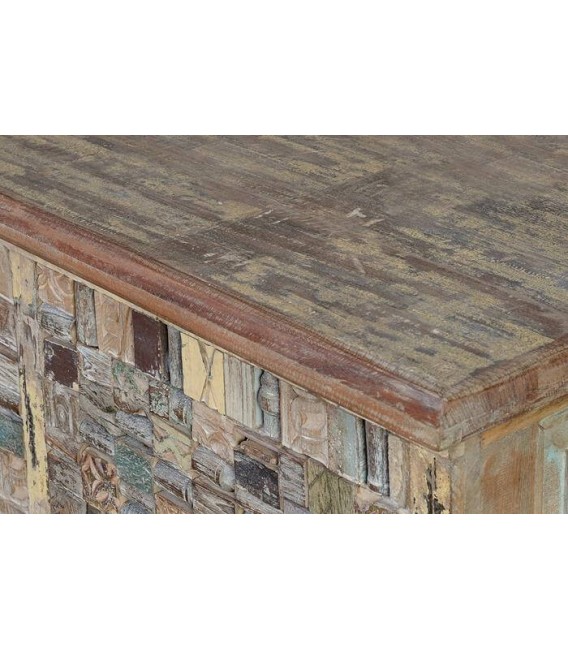 BAUL ORIGINAL MADERA MANGO RECICLADA COLLAGE COLORES MDMHOGAR