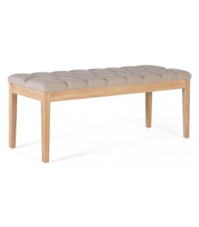 BANCO PIE DE CAMA LOCU MADERA NATURAL TEXTIL BEIGE CAPITONE