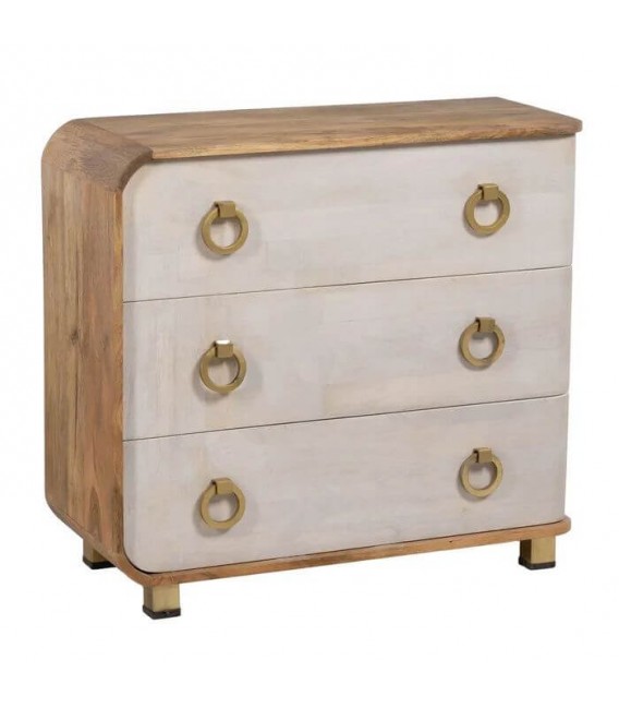 COMODA MADERA DE MANGO NATURAL Y BLANCO HIERRO MDMHOGAR