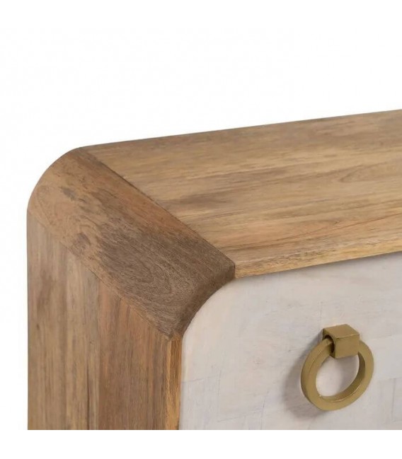 COMODA MADERA DE MANGO NATURAL Y BLANCO HIERRO MDMHOGAR