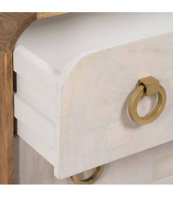 COMODA MADERA DE MANGO NATURAL Y BLANCO HIERRO MDMHOGAR
