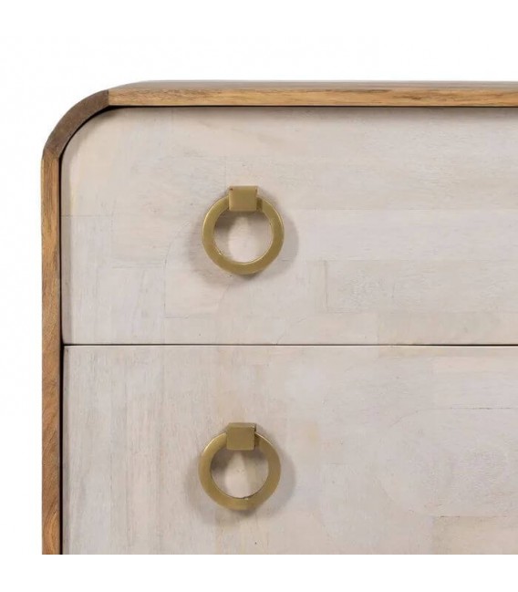 COMODA MADERA DE MANGO NATURAL Y BLANCO HIERRO MDMHOGAR