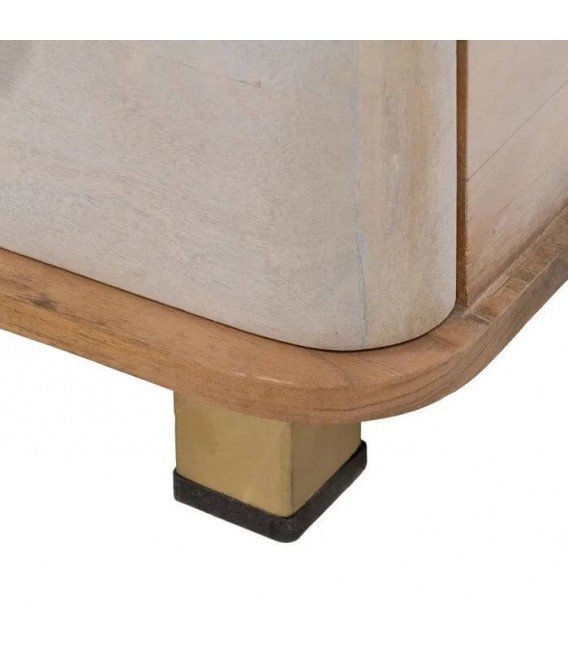 COMODA MADERA DE MANGO NATURAL Y BLANCO HIERRO MDMHOGAR