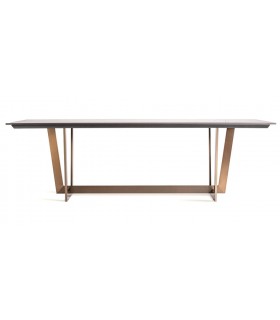 MESA DE COMEDOR MUY GRANDE TREMP ACERO ORO PIEDRA NEGRA MDMHOGAR