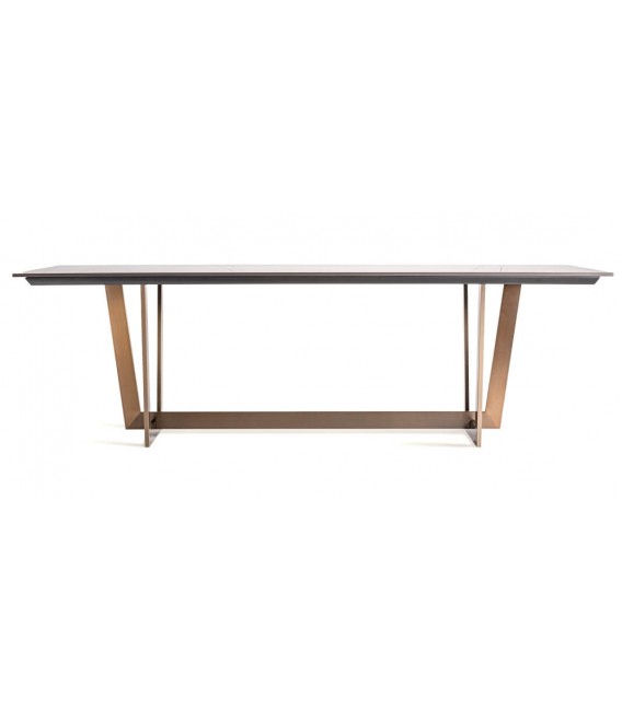 MESA DE COMEDOR MUY GRANDE TREMP ACERO ORO PIEDRA NEGRA MDMHOGAR