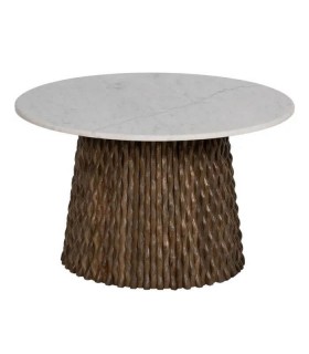 MESA DE CENTRO MADERA DE MANGO Y MÁRMOL MDMHOGAR
