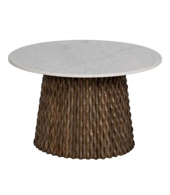 MESA DE CENTRO MADERA DE MANGO Y MÁRMOL MDMHOGAR
