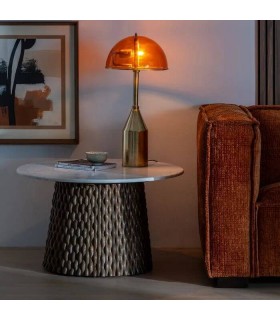 MESA DE CENTRO MADERA DE MANGO Y MÁRMOL MDMHOGAR