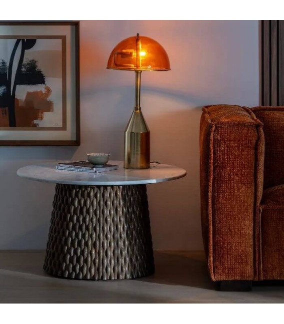 MESA DE CENTRO MADERA DE MANGO Y MÁRMOL MDMHOGAR