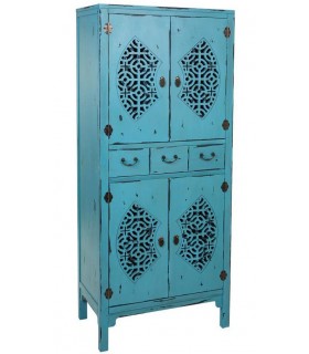 ARMARIO ALACENA 70 X 40 X 170 MAKALU MADERA DECAPADO AZUL