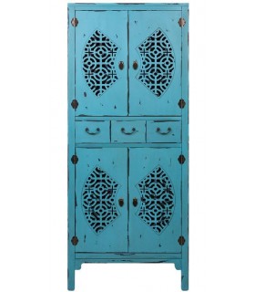 ARMARIO ALACENA 70 X 40 X 170 MAKALU MADERA DECAPADO AZUL