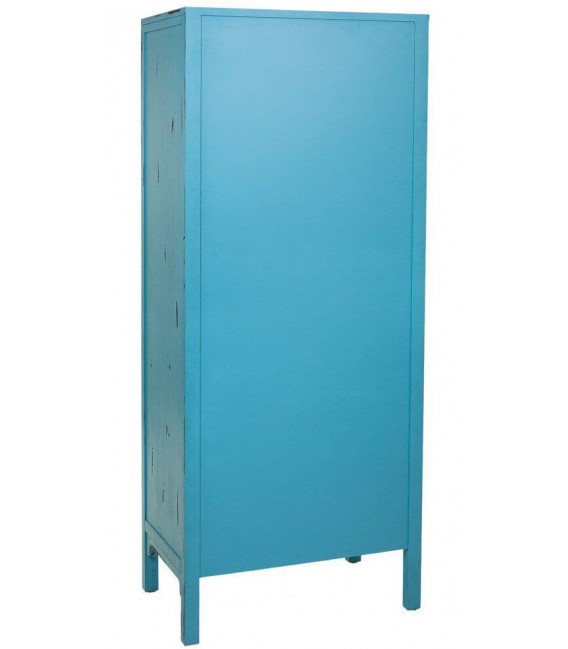 ARMARIO ALACENA 70 X 40 X 170 MAKALU MADERA DECAPADO AZUL