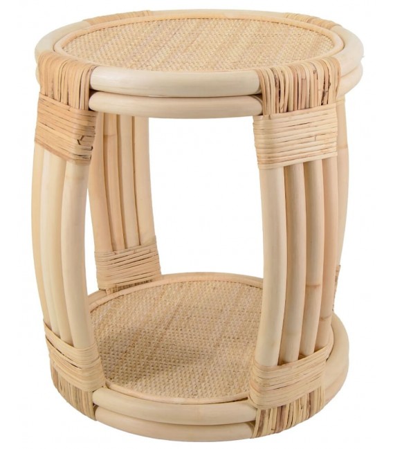 MESITA AUXILIAR REDONDA RATAN NATURAL ARTESANAL