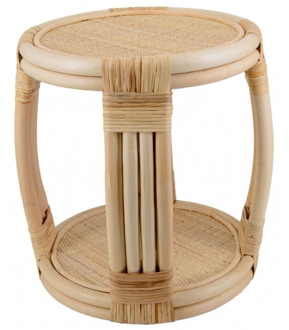 MESITA AUXILIAR REDONDA RATAN NATURAL ARTESANAL