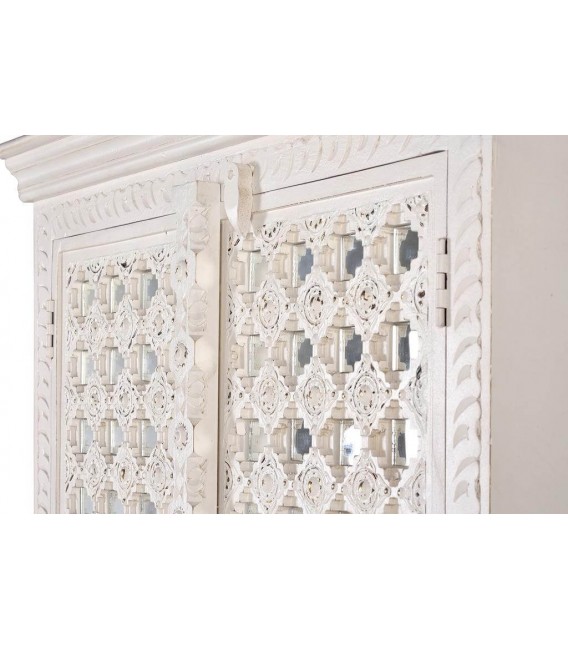 ARMARIO ALACENA 2 PUERTAS MADERA MANGO BLANCO CON ESPEJO MDMHOGAR