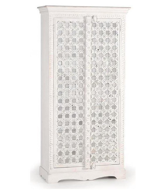 ARMARIO ALACENA 2 PUERTAS MADERA MANGO BLANCO CON ESPEJO MDMHOGAR